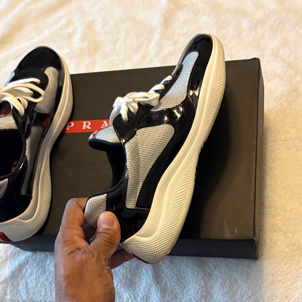 Prada Men's Black and Gray Sneakers - Picture 5 of 6